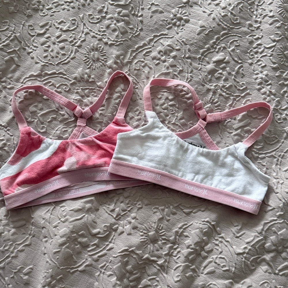 Hurley Bralette for Girls 4T Pink and White Top Duo for girl 4T 2 pack - Picture 4 of 6